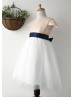 Blush Pink Sequin Ivory Tulle Knee Length Flower Girl Dress